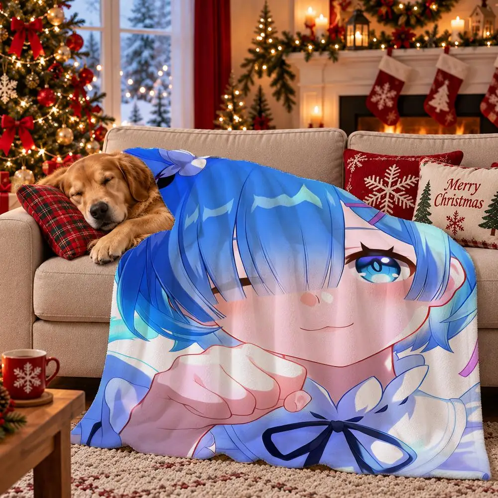 Anime Re:Zero Throw Flannel Pet Blanket Cover Warm Soft Multifunctional Throw Universal  Bedsqread Holiday Gifts