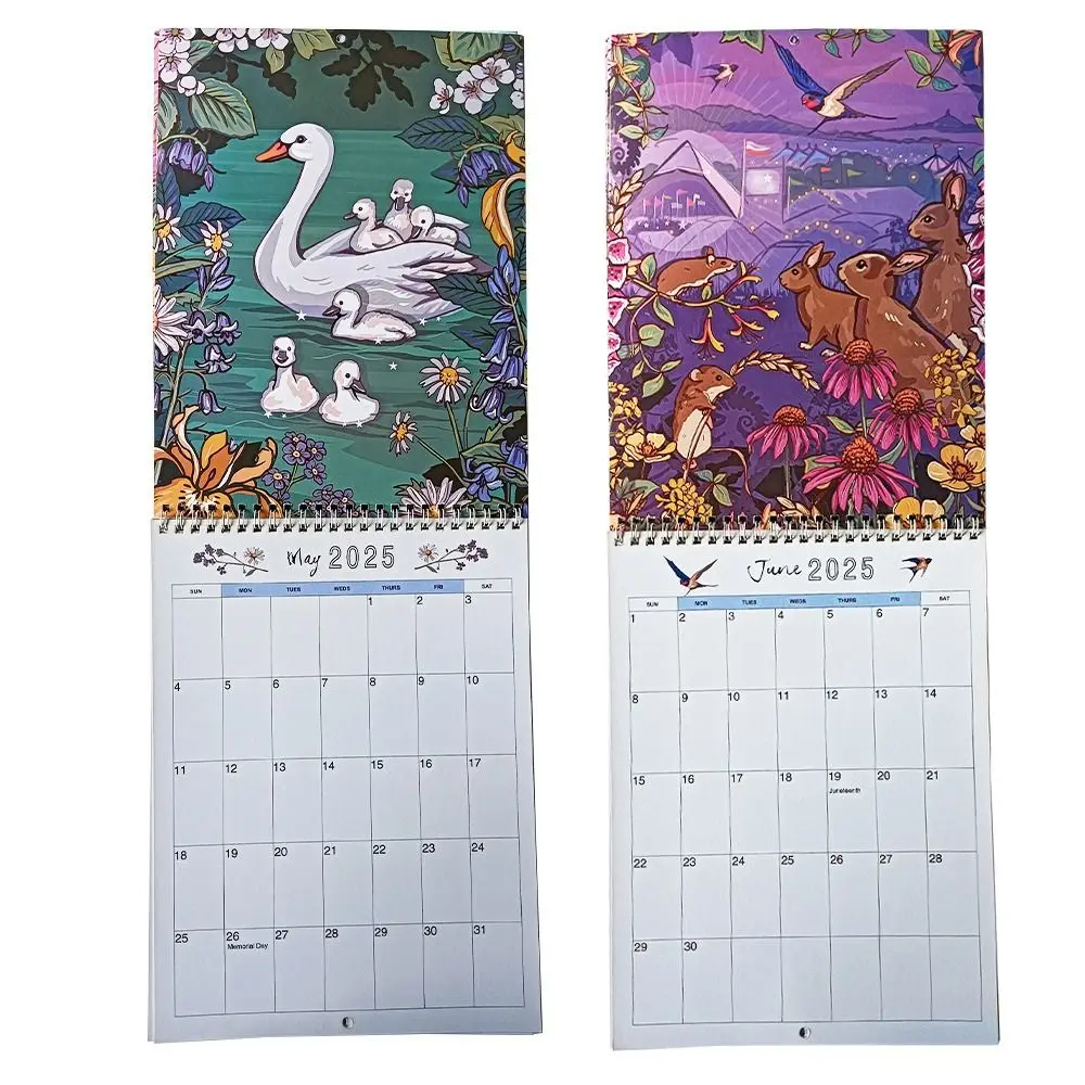 2025 Wall Calendar of Nature and Animal Daily Weekly Monthly Planner Paper Wall Calendar Hanging Calendar Gift Home Decor