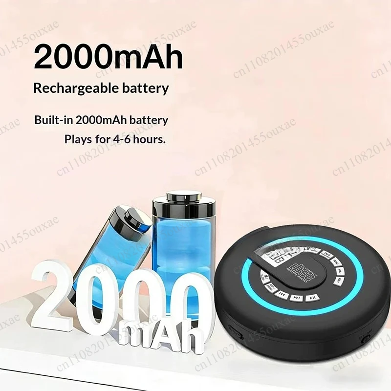 Portable Rechargeable CD Walkman CD Player, Built‑in Speaker With Bluetooth Transmitter Audio Playback Handheld Music Device