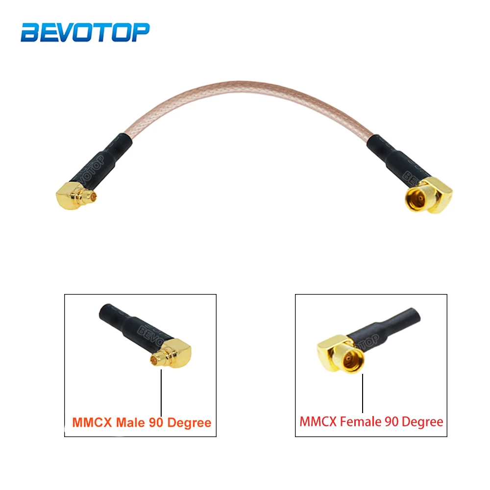 2Pcs/Lot MMCX Male Right Angle to MMCX Female 90 Degree Connector RG316 Cable 50 Ohm RF Coaxial Pigtail Extension Coax Jumper