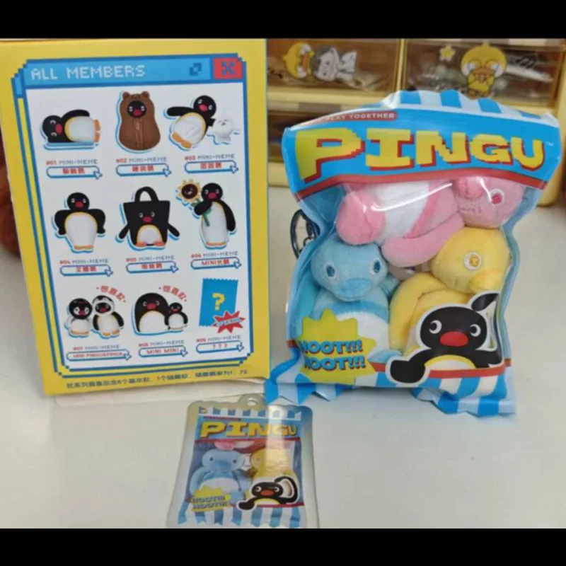 Плюшевая игрушка-сюрприз Pingu MINI MEME Series: Очаровательный плюшевый брелок-эмодзи в виде пингвина, идеальный аксессуар для сумки, коллекционный подарок для фанатов