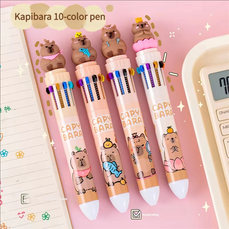 

Kawaii 10-Color Capybara Ballpoint Pen Cute Cartoon Ballpoint Pens School Office Supplies Student Aesthetic Stationery Gifts