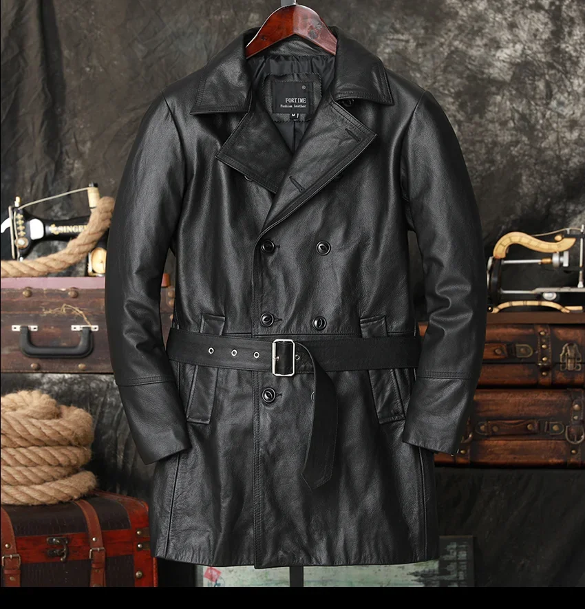 2024 Winter Autumn Men's Jacket 100% Genuine Cow Leather Male Style Fall Clothing Motorcycle Coat Double Breasted Plus Size 5xl