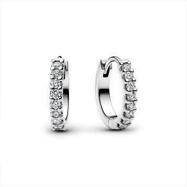 Women's 925 Sterling Silver Hoop Earrings Set with Zircon
