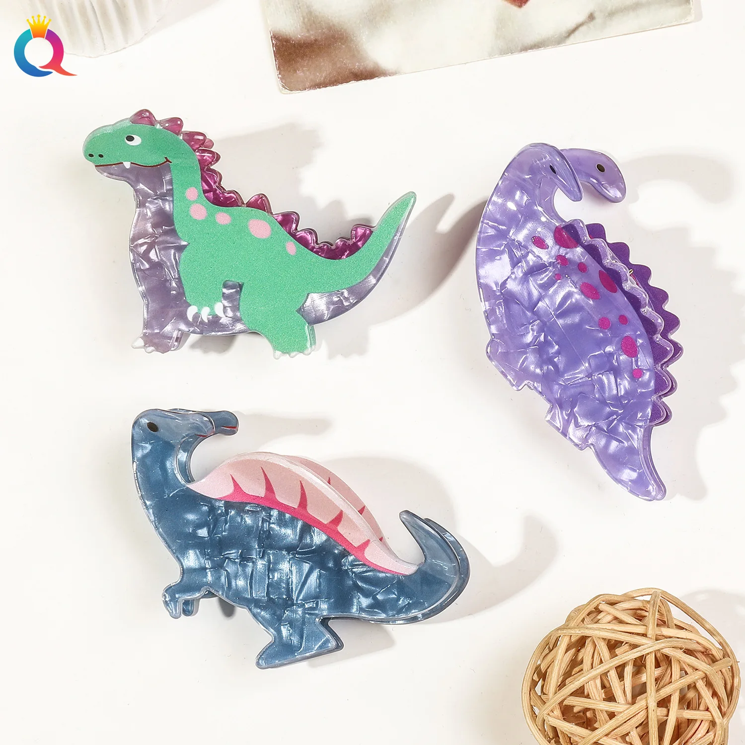 Pascal Rapunzel Lizard Hair Clip Acrylic Cartoon Dinosaur Hair Clip Cute Plate Hair Grab Clip Girls Shark Clip Hair Accessories