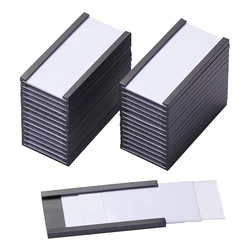 50Pcs Magnetic Label Holders With Magnetic Data Card Holders With Clear Plastic Protectors For Metal Shelf (1 X 2 Inch)