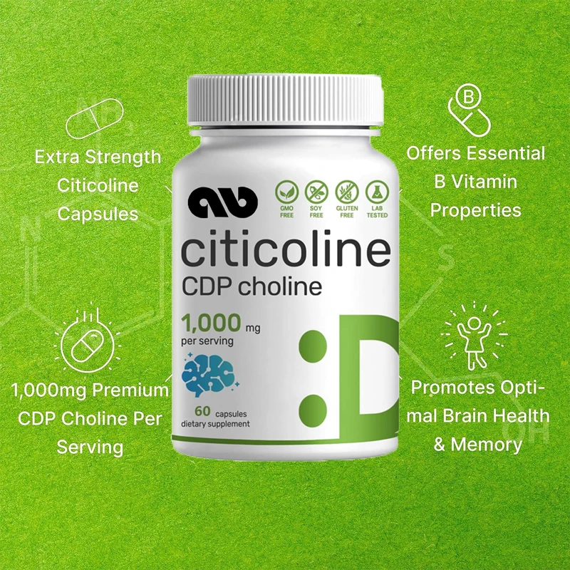 Citicoline CDP Choline - Puzzle B Vitamin Characteristics - Promotes Brain Health, Memory, and Concentration - Non GMO