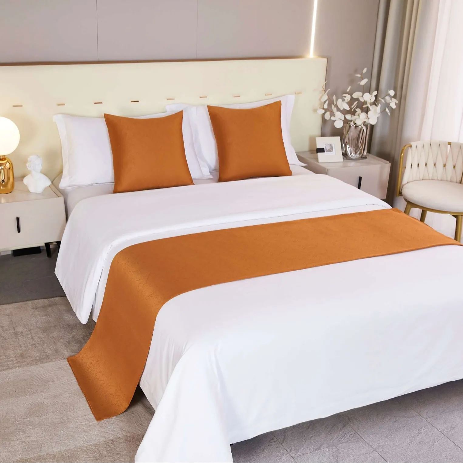 

Легкая роскошная однотонная кровать с темным узором, хвостовое покрывало для отеля и проживания в семье, специальное постельное белье, простое покрывало на кровать