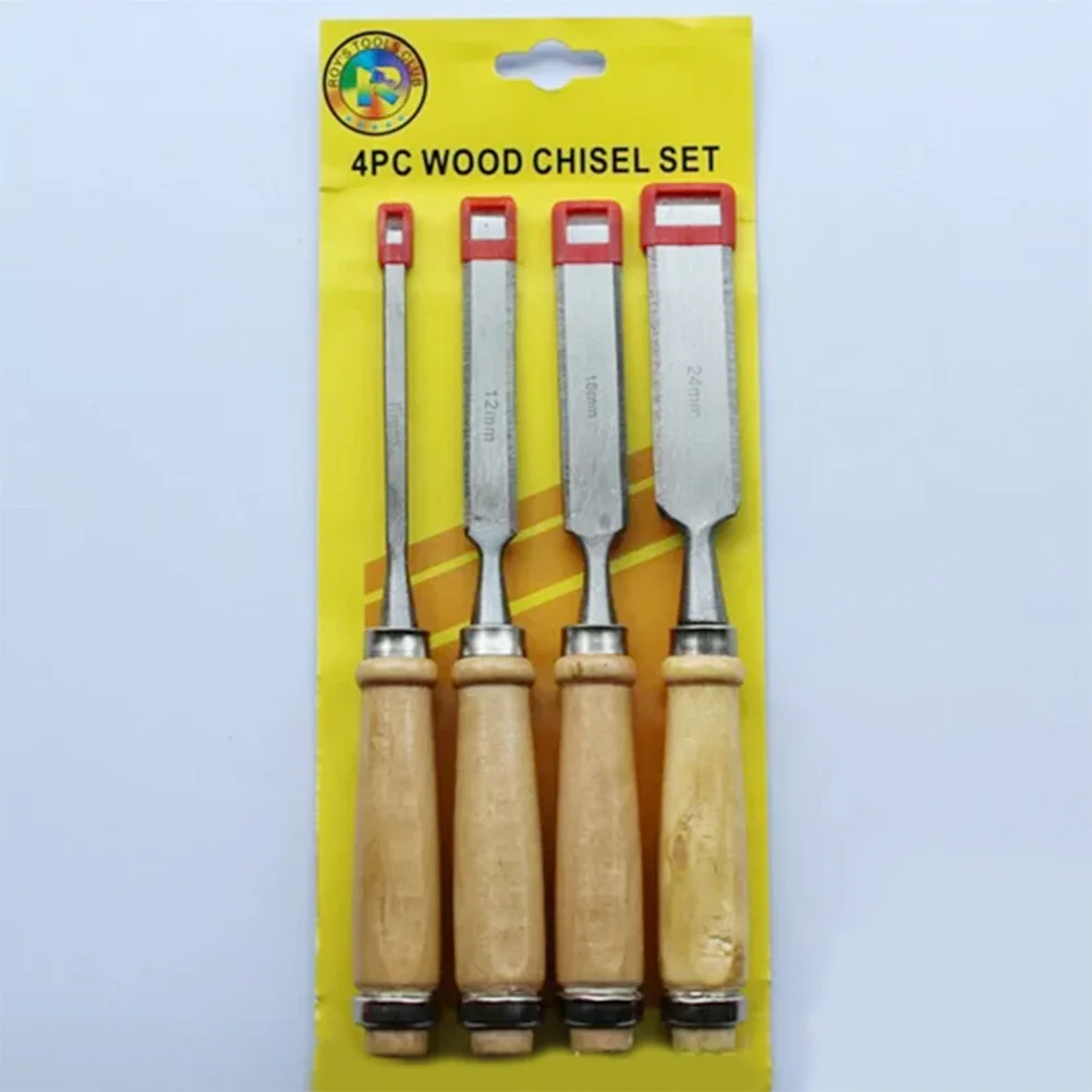 

4Pcs Wood Carving Gouges Set Professional Woodworking Tools Ergonomic Wooden Handles Comfortable Grip for Carpenters Artists