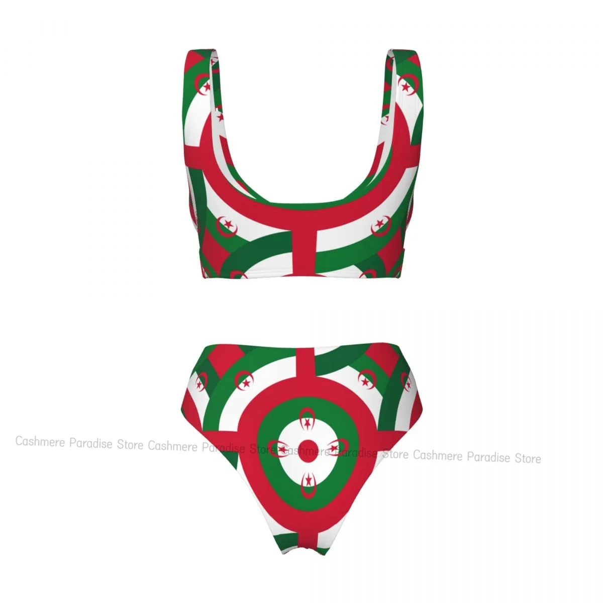 Algerijnse vlag dames bikini set badpak push-up vrouwelijk badmode badpak