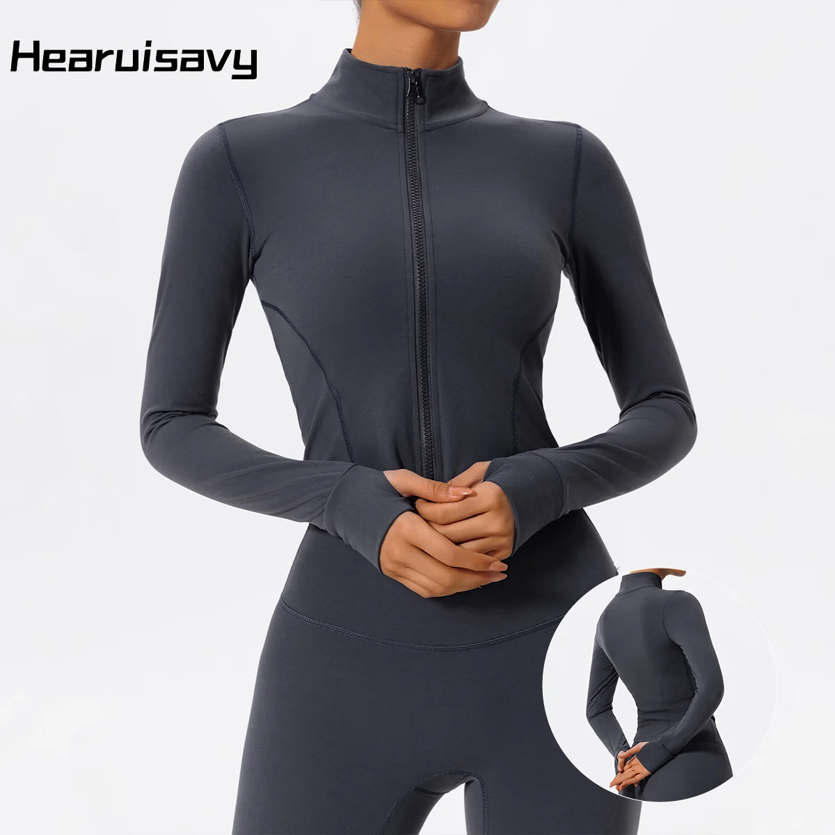 Hearuisavy Women Sports Jackets Zipper Yoga Clothes Gym Training Slim-Fit Sportswear Quick Dry Breathable Fitness Pilates Tops