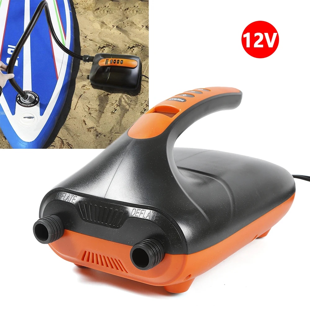 Portable On-board Air Pump, Electric Inflatable Pump, Air Pump with 6 nozzles & High Resolution LCD Display, Universal Pump