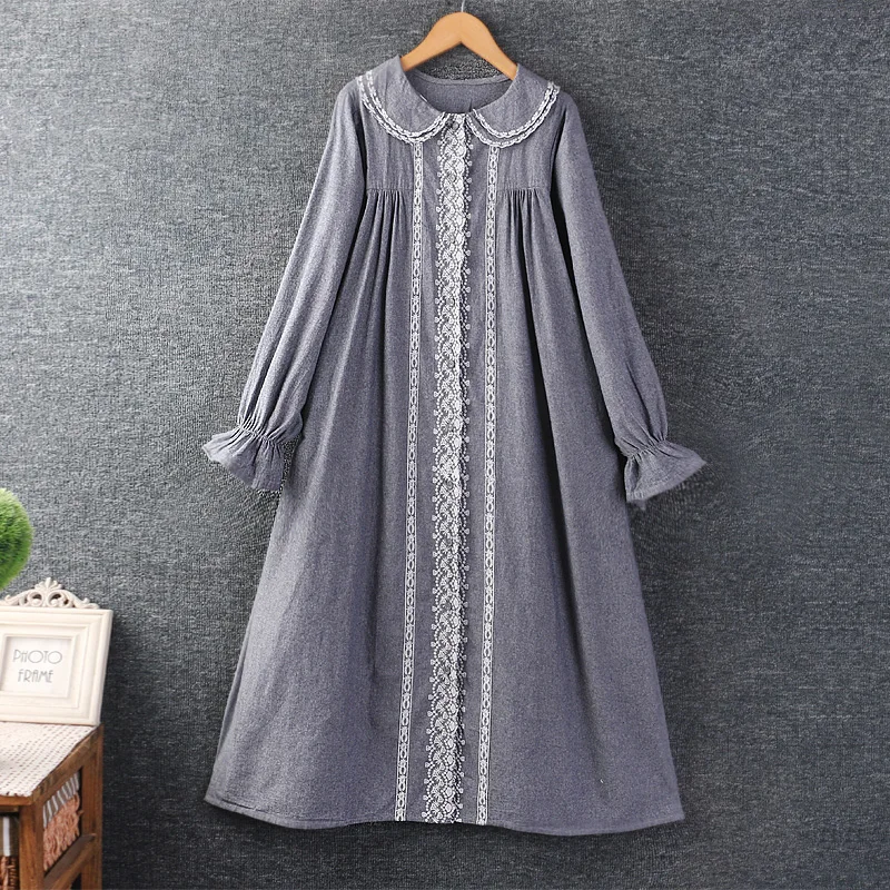 Autumn New Sweet Double-Layer Collar Loose Dress Women Long Sleeve Casual Dress DD8404