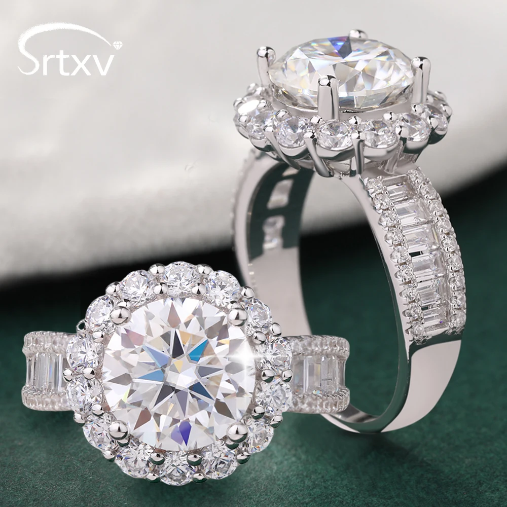 

Сверкающее обручальное кольцо с муассанитом 3CT D VVS для женщин, стерлинговое серебро S925, лабораторное бриллиантовое обещание, обручальное кольцо для невесты, ювелирные изделия