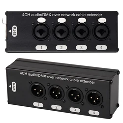 1Pair 4-Channel 3-Pin XLR Or 6.3Mm Audio And DMX Over Network Cable Extender, XLR Audio Network Extender Male+ Female