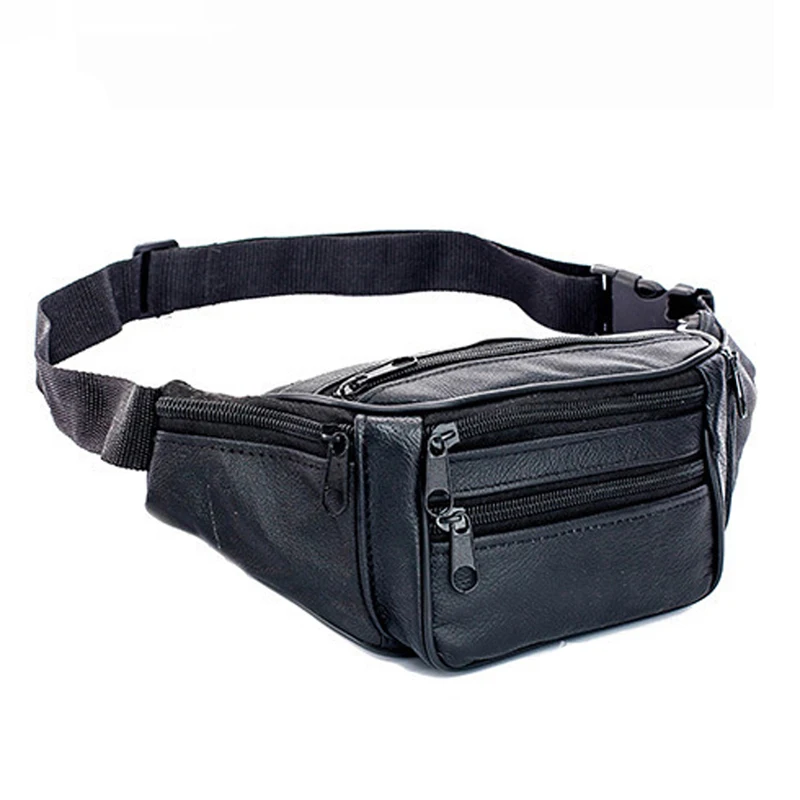 Genuine Leather Waist Bag Men Waist Pack Waist Bag Funny Pack Belt Bag Men Chain Waist Bag for Phone Pouch Mens Fanny Pack