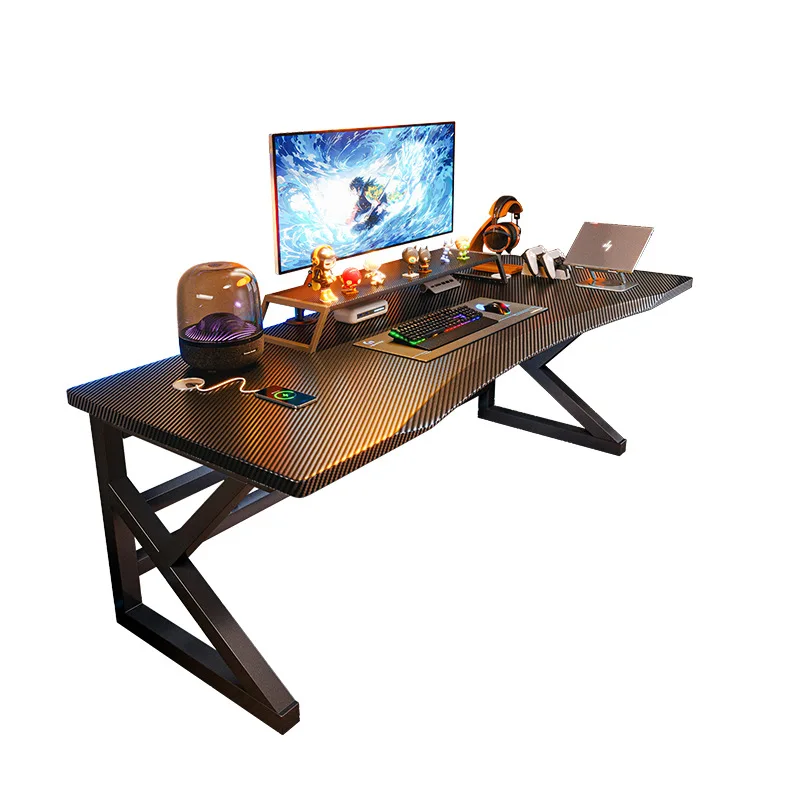 Computer desk desktop household carbon fiber e-sports table and chair set bedroom game table simple workbench