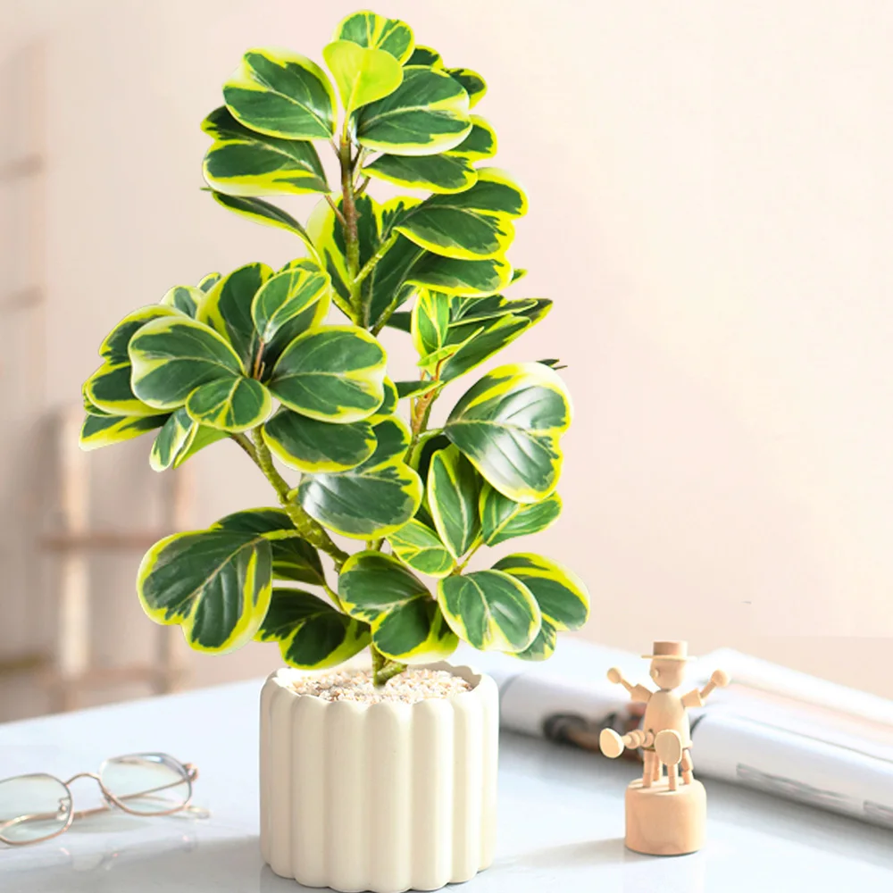 20–37 cm künstlicher Herzblatt-Ficus-Baum, gefälschte Banyan-Baumblätter, Kunststoff-Gummi-Zweig für Zuhause, Büro, Balkon, Garten, Dekoration – Detail 8