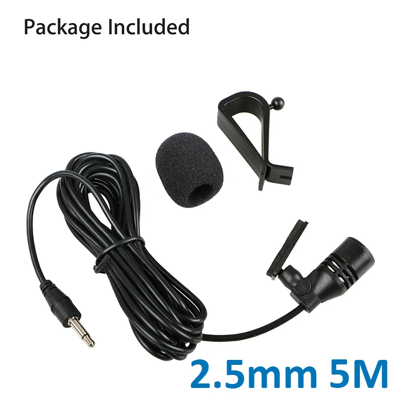 

Car Microphone For Radio GPS Audio DVD External Mic 2.5mm Connector 5m Cable Attached Walls Glass Cars Door Car Accessories