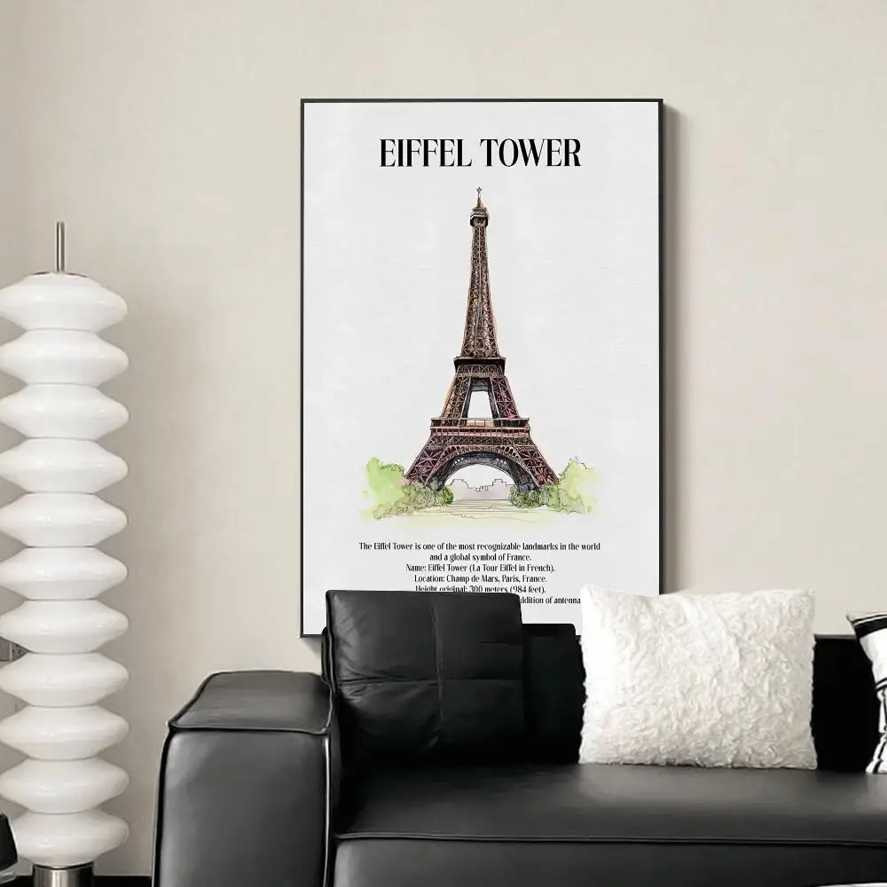 Watercolor Paintings Buildings Poster HD Art Mural Wallart Waterproof Vintage Print Decor For Home Decoration DIY Durable