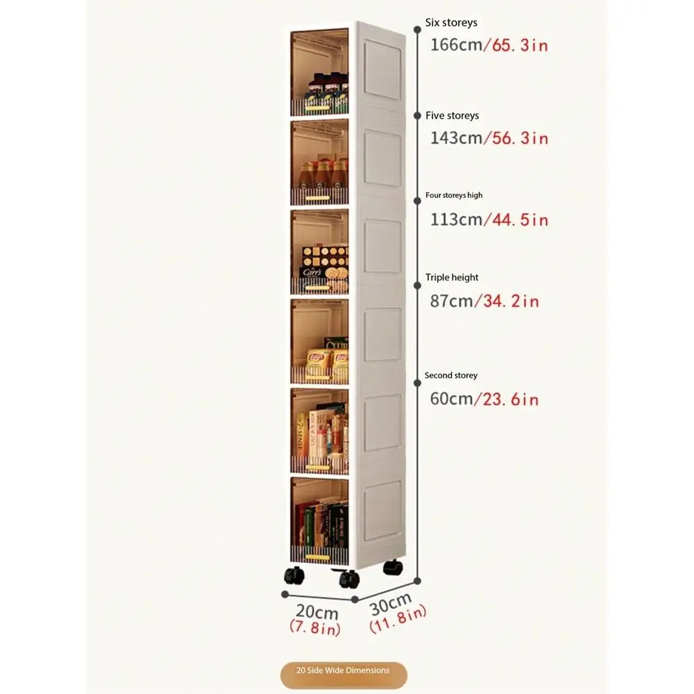 20cm 7.8in Narrow Slim Gap Cabinet, 35 Tier Flip Cover Storage Cabinet, Thickened Plastic Rolling Storage Cabinet, MultiLayer C
