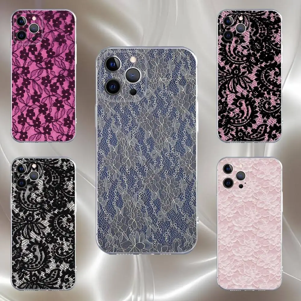

Lace Style Cool Girl Phone Case For iPhone 16,15,14,13,12,11 Pro,Max,Plus,X,XS,XR,SE,Mini Transparent Silicone Soft