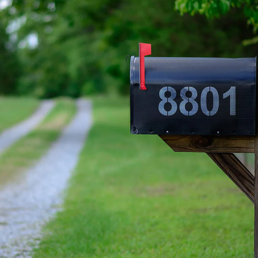 

2Sets Durable Number Stencils Curb Kit Reusable for Mailbox Address Painting Spray Stencils DIY Hollow Out Stencil