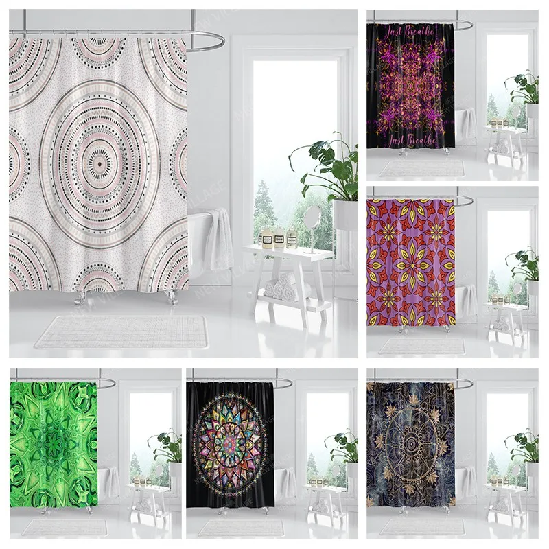 Mandala Waterproof fabric shower curtains Bathroom curtain accessories Bath curtain 180x200cm 240*200cm boho decoration vintage