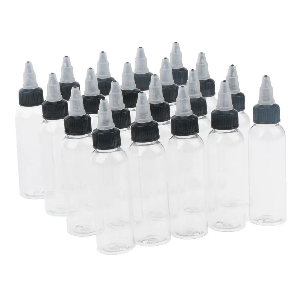 20pcs Plastic Bottle with Twist Top Cap for Solvents Oils Paint Ink Liquid Squeeze Bottle with Twist Top Cap Tip Applicator