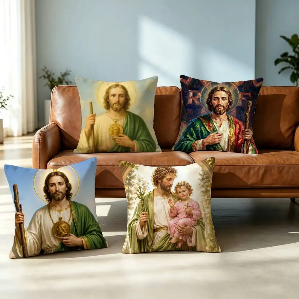 Saint Jude T-Thaddaeus-S Square Double-Sided printed Pillow Case Bedroom Bedside Pillow Sofa Cushion Cover Gift