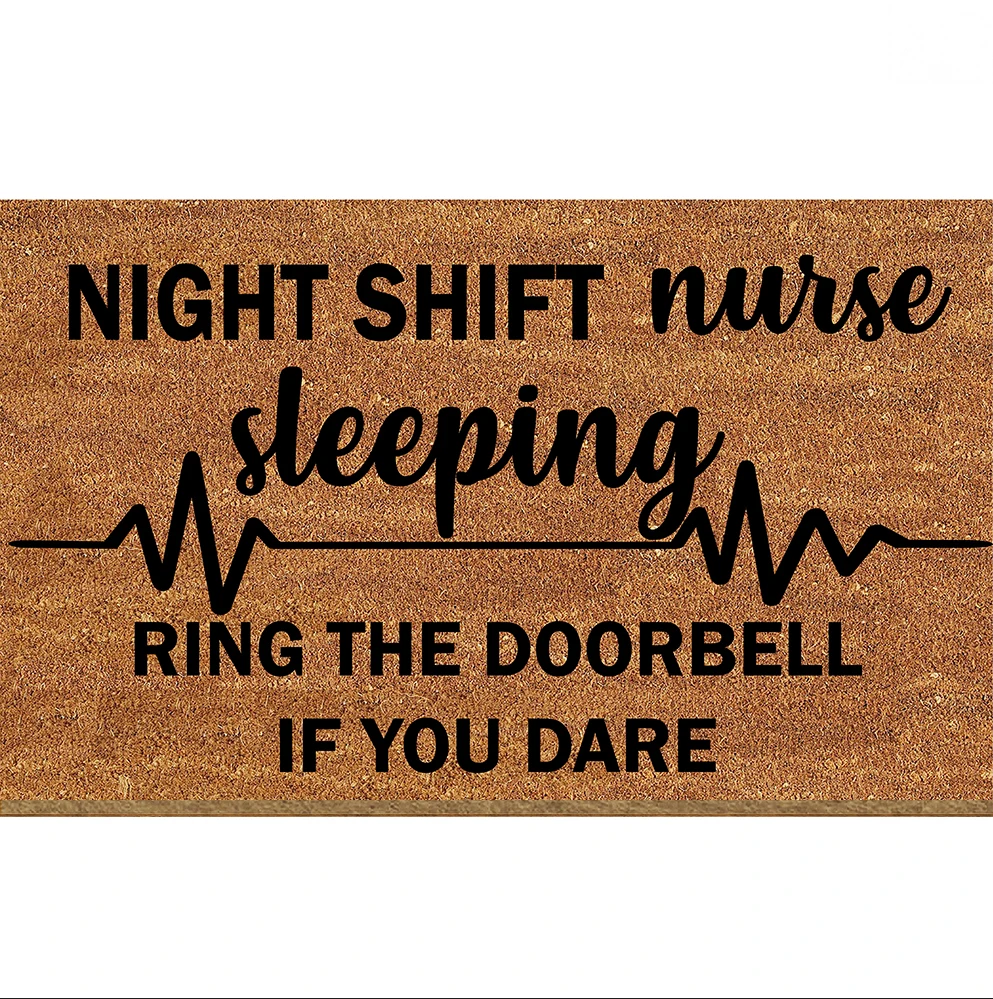 Night Shift Nurse Sleeping Doormat Rubber Bathroom Kitchen Mat Garden Garage Door Floor Mat Non-Slip Carpet Entrance Rug