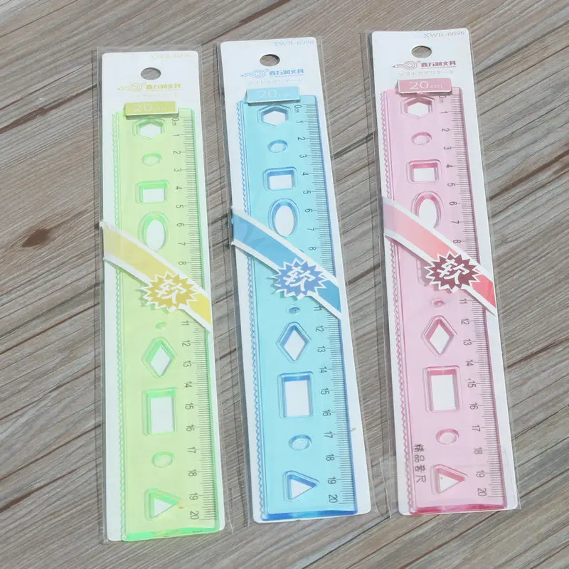 30pcs Cute 20cm Soft Rulers Flexible Transparent Rulers Student School Supplies Wholesale Kawaii Stationery Ruler Drafting Tools