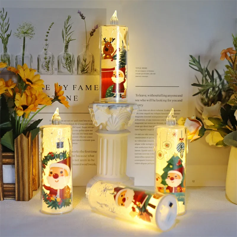 4 قطعة LED كريستال شفاف شمعة شمعة إلكترونية ضوء عيد الميلاد جو ضوء الأطفال هدية غرفة نوم ضوء الليل