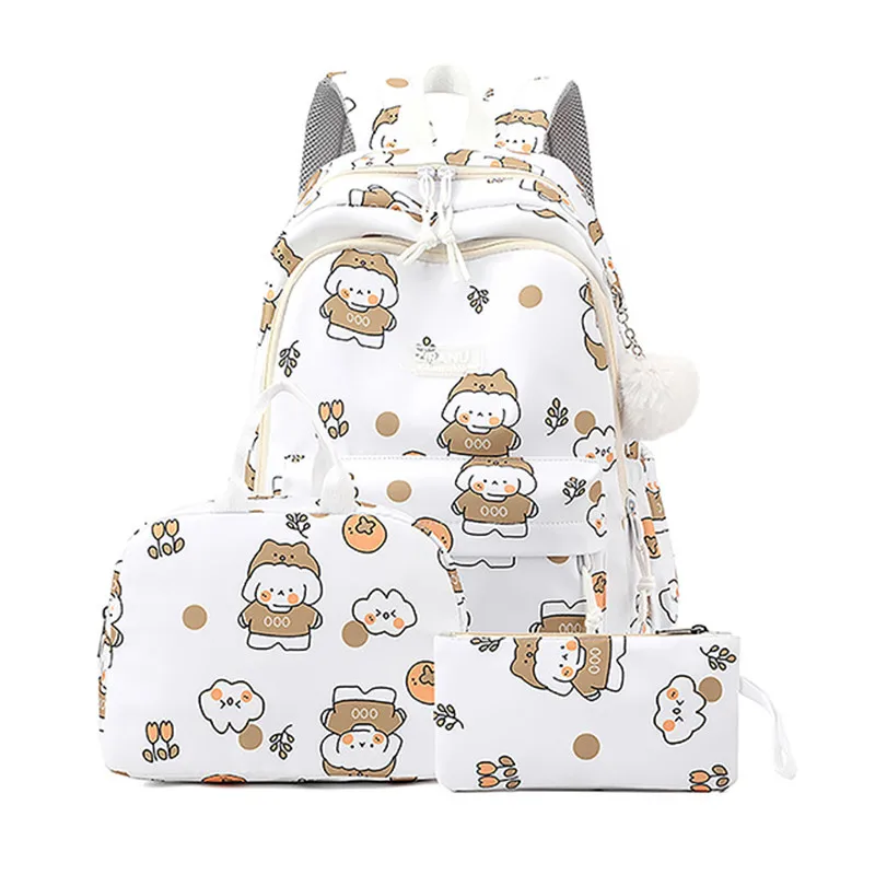 2024 Summer Anime Printed Children school backpack for teenage girls women bear 3-piece backpack set kids schoolbags book bags