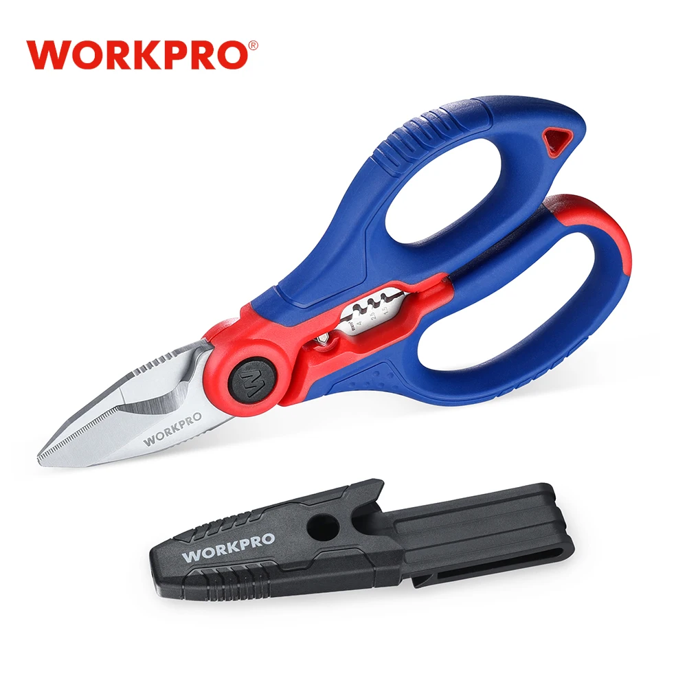 WORKPRO-tijeras de electricista, pelacables, herramienta manual, pelacables, cortador de cables, plomería, pelacables eléctricos