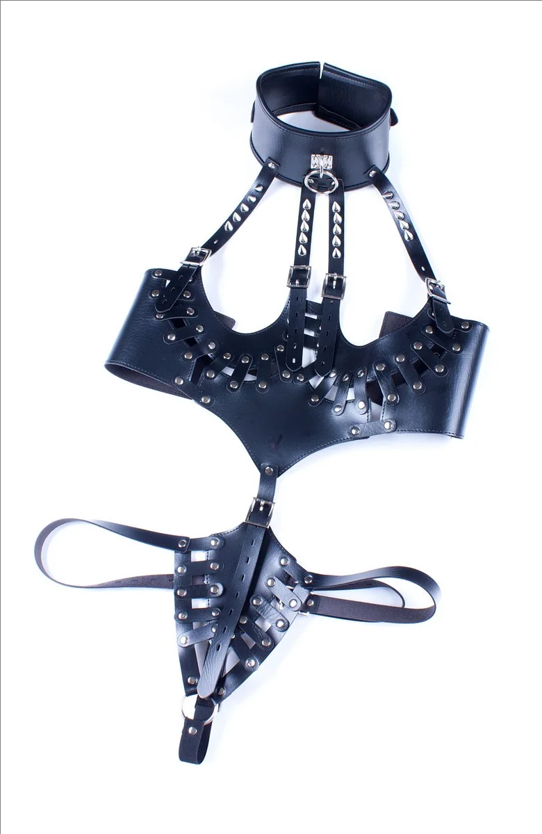 Women Lock down Leather Waist Cincher Clothing HollowOut Adjustable Erotic Lingerie Porn Open Breast BDSM Bondage Erotic Costume