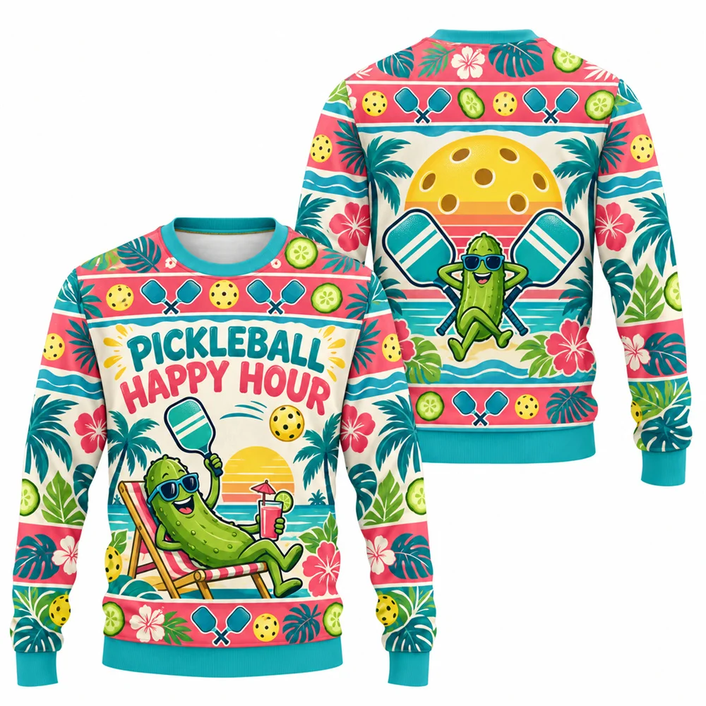 Merry Dinkmas Christmas Ugly Sweater For Men Women Funny Xmas Pickleball Crew Neck Sweatshirt Casual Sport Party Fashion Pickle