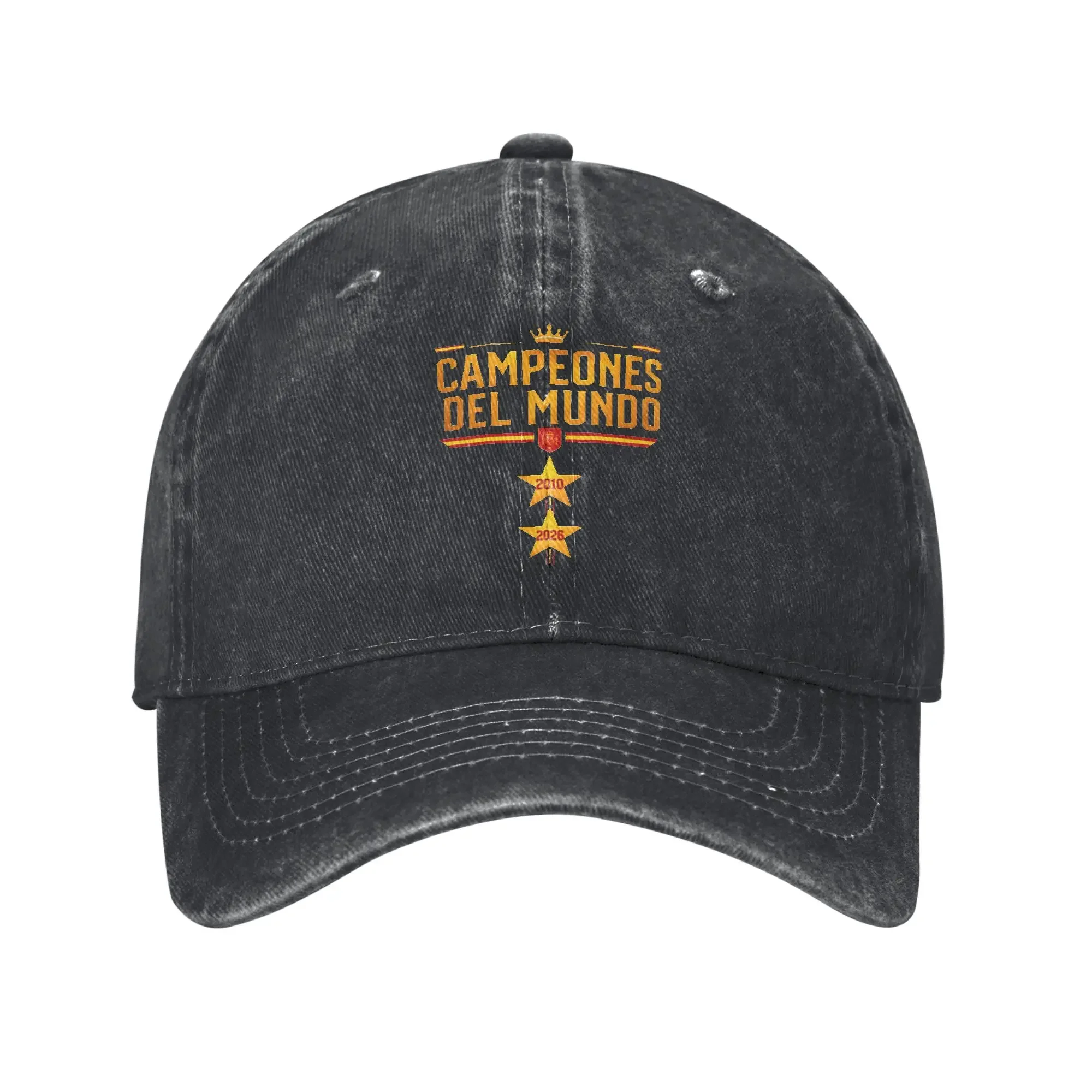 2 Stars 2026 Campeones Del Mundo Spain Espana Printing Retro Cowboy Washed Baseball Caps Male Denim Hat Woman Hiking Peaked Cap
