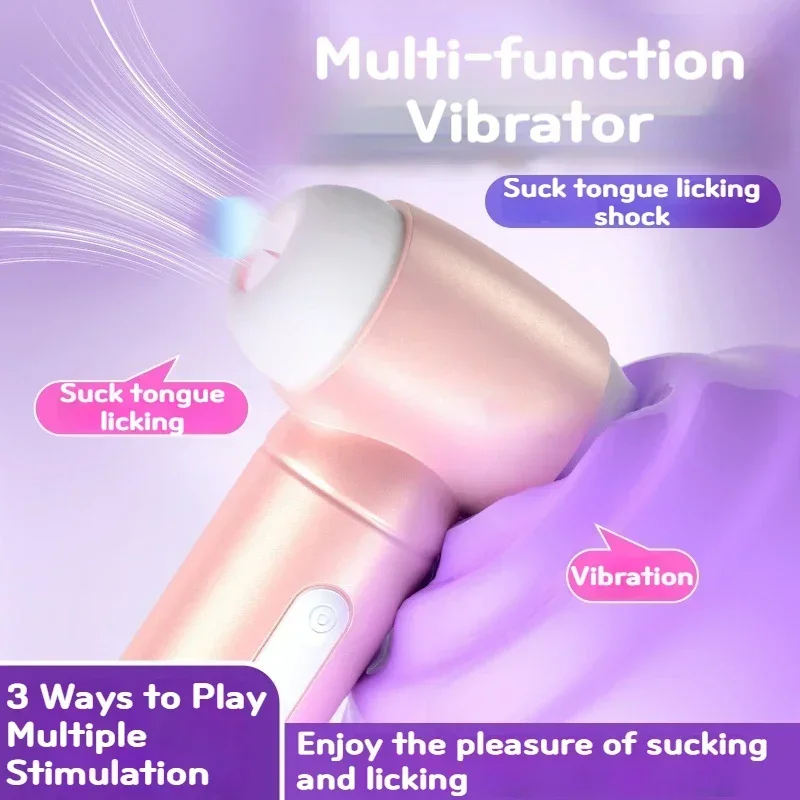 Mini Clitoral Sucker Vibrator Powerful 3 IN 1 Clit Nipple Tongue Licking Sucking Vibrating Massager Adult Sex Toy for Women Game