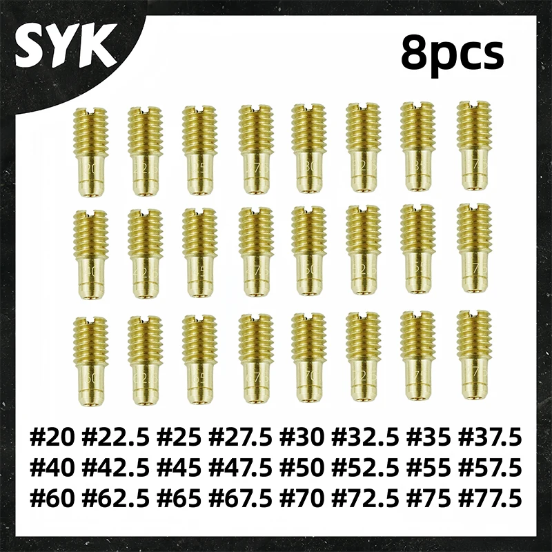 8pcs of Set Carburetor M4*0.7MM Slow Jets Pilot Jet Idle For Mikuni VM26-606 VM20-273 Yamaha DT125 DT175 Vm22 M28 Nozzle Moto Ca