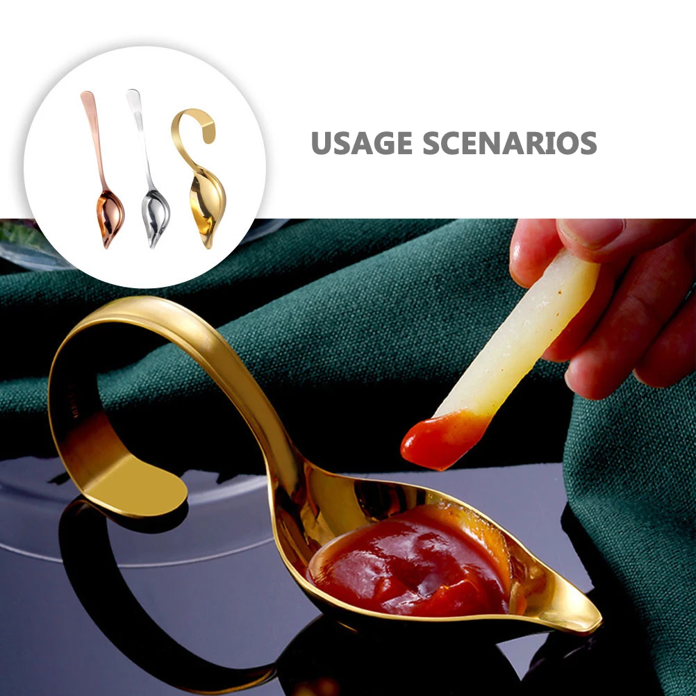 

3pcs Stainless Steel Spoon Rust Resistant Food Safe Ergonomic Handle Cake Coffee Sauce Decoration Drizzle Painting Kitchen