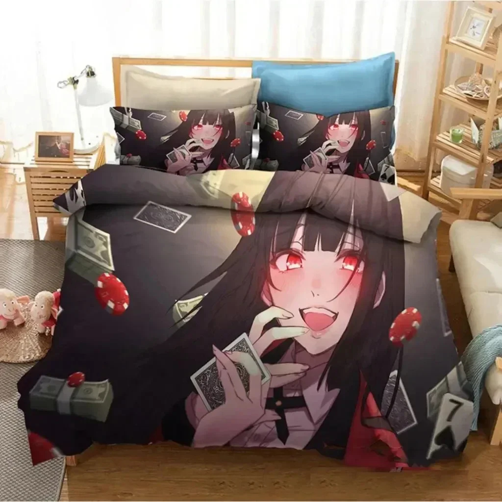 

Anime Kakegurui Yumeko Jabami Bedding Set Duvet Cover Sheet Printed Bed Set Pillowcase Full Queen King Size Comforter Bedroom