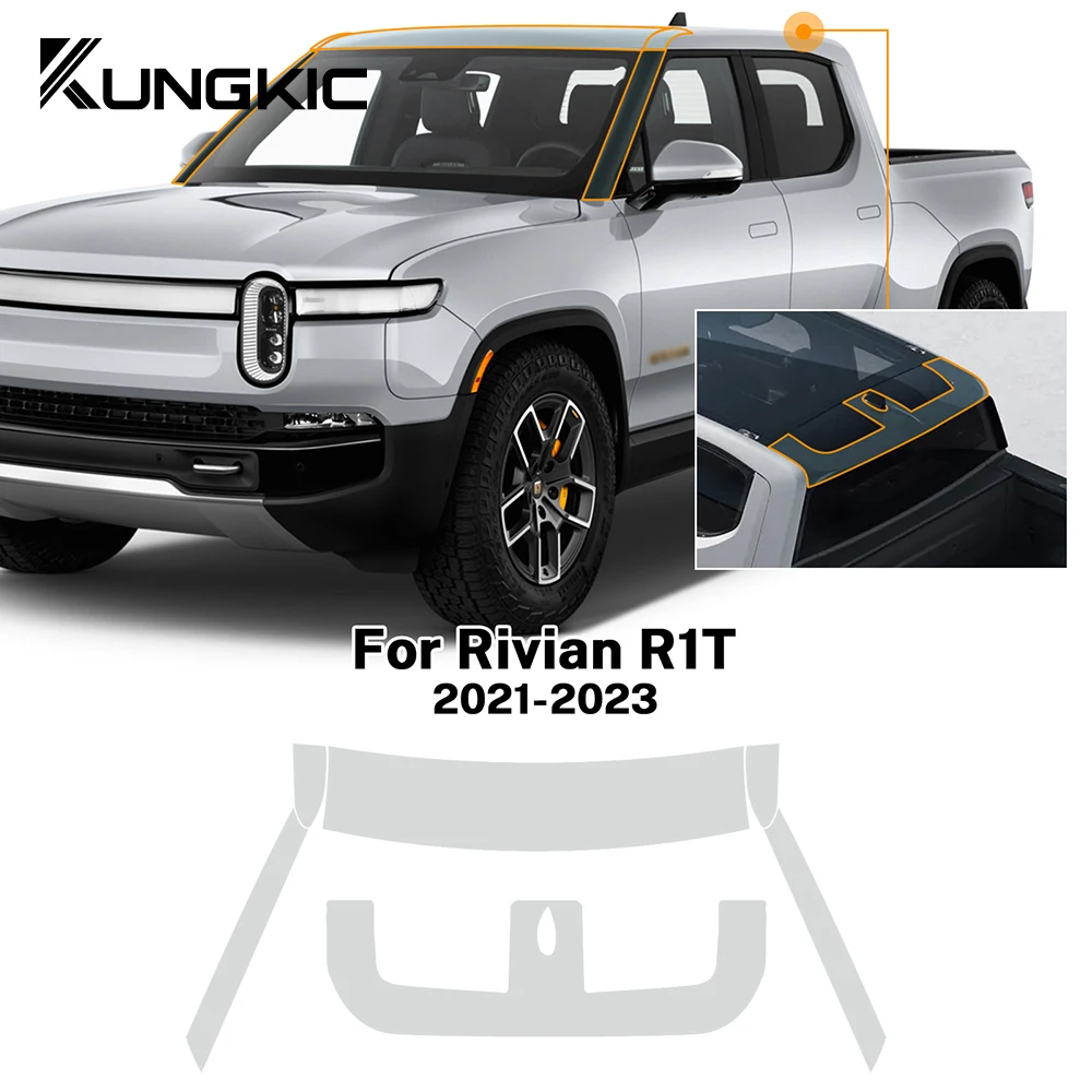 Pilar central del parabrisas del coche, protección de pintura PPF, película antiarañazos para Rivian R1T 2021, 2022, 2023, película transparente de Tpu