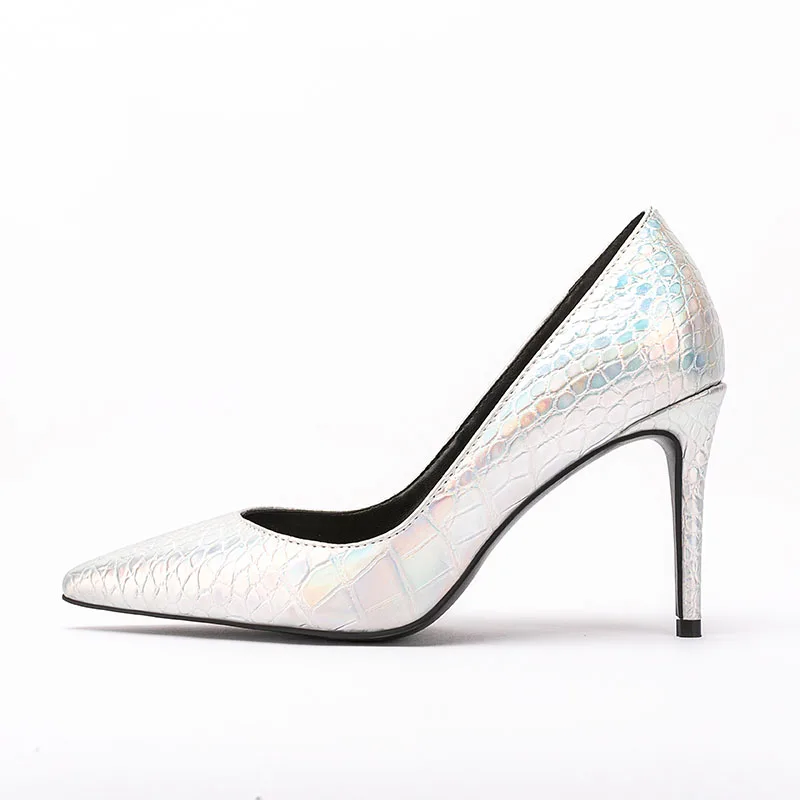 Arden Furtado 2024 Spring Summer Metal snake Pattern Single shoe  Pointed Toe Stilettos Heels Slip-on Office lady Pumps