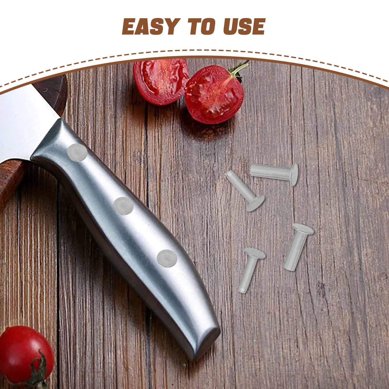 7Pairs Stainless Steel Knife Handle Rivets Heavy Duty Cutter Fasteners Secure Fit Kitchen Chef Cutlery DIY Making Pins Nails