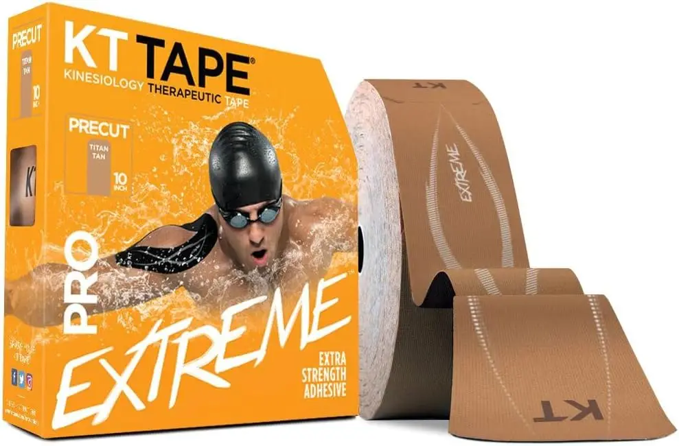 PRO Extreme, synthetisches Jumbo-Kinesiologie-Sporttape, 150 Stück, 10 Zoll vorgeschnittene Streifen, Titan Tan