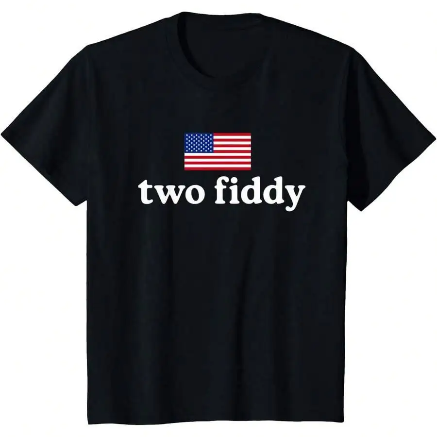 Two Fiddy T-Shirt 100% Cotton Trendy Y2K Short-Sleeve Tee-Soft, Quick-Drying, Moisture-Wicking; Ideal Sports Casual Wear; Great
