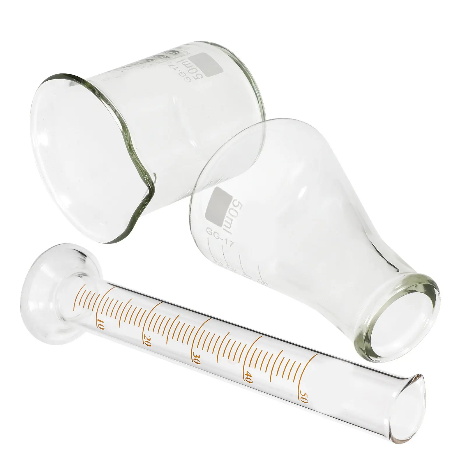 1Set Laboratory Glassware Beaker Graduated Cylinder Flask Set Clear Graduation Markings Chemistry Physics Experimental Tool - view 4