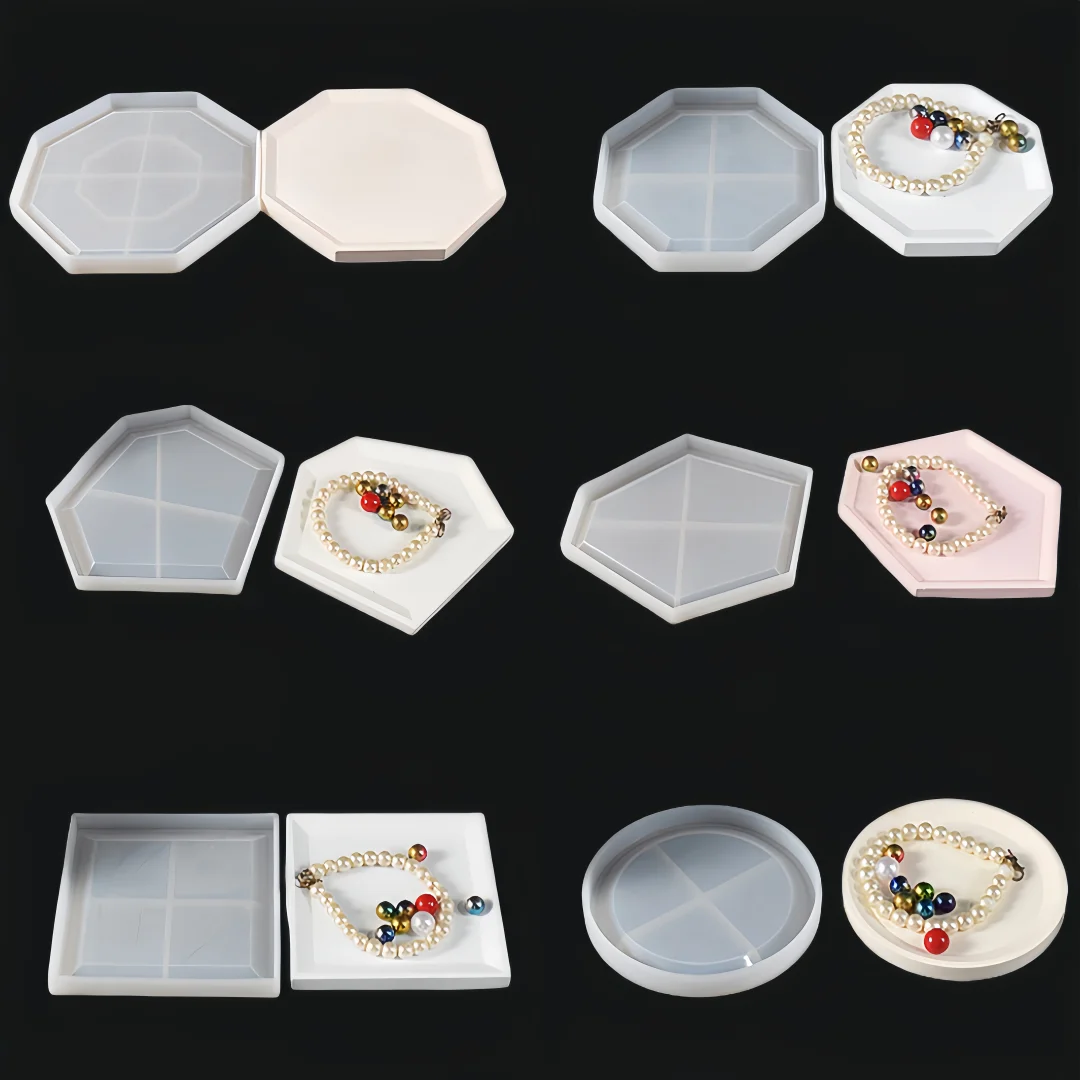 Round Coaster Gypsum Tray Silicone Mold Concrete Plaster Flowerpot Base Tabletop Decoration Mould Square Cement Hexagonal