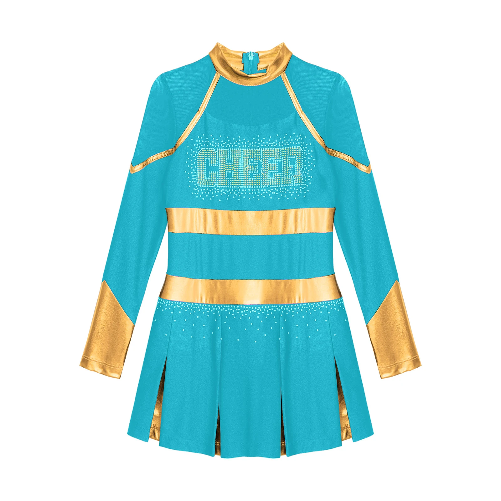 Disfraz de baile para niños y niñas, uniformes de porristas con diamantes de imitación brillantes, Patchwork metálico, m